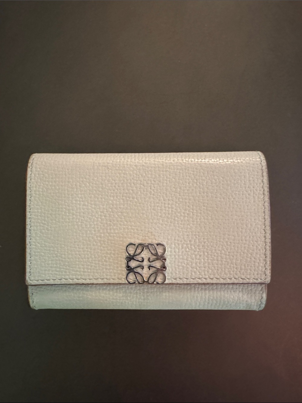 Loewe White Textured Leather Compact Wallet